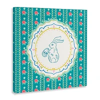 Stupell Industries Flower Stripes Pattern Bunny Canvas Wall Art