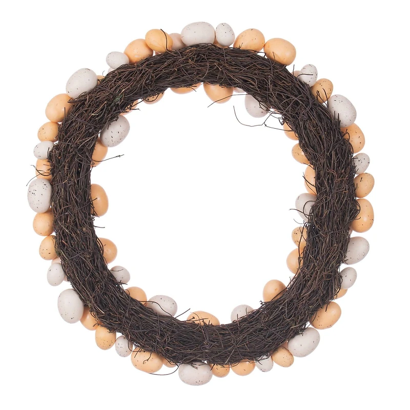 18" Orange & Ivory Artificial Easter Eggs Wreath