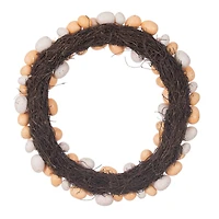 18" Orange & Ivory Artificial Easter Eggs Wreath