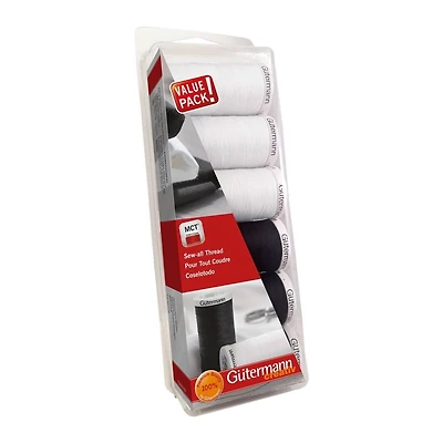 Gütermann Sew-All 274yd. Black & White 6 Spool Set