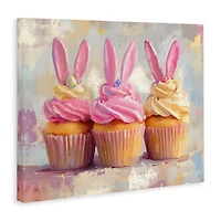 Stupell Industries Pastel Bunny Ear Cupcakes Canvas Wall Art
