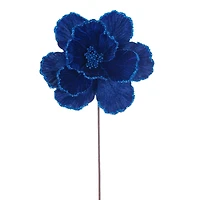 20" Blue Velvet Bead Trim Magnolia Stems, 3ct.