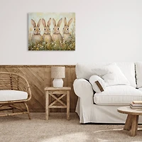 Stupell Industries Four Bunnies in Flowers Canvas Wall Art