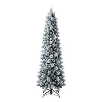 7ft. Pre-Lit Flocked Slim Artificial Christmas Tree, Warm White Twinkle LED Lights by Ashland®