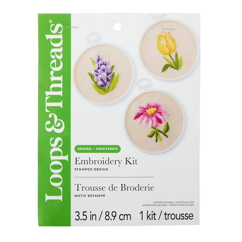 3.5" Spring Flowers Stamped Design Embroidery Kit by Loops & Threads®
