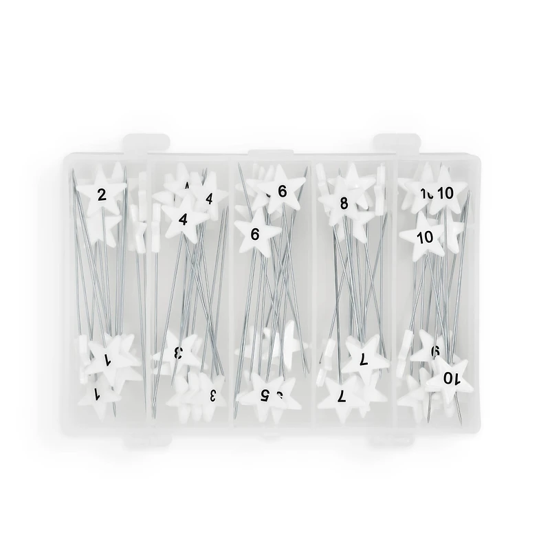 Dritz® White Star Flat Head Pins With Numbers & Directional Arrows, 115ct.