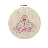 Spring 6" Pink Floral Moth Counted Cross Stitch Kit by Loops & Threads®