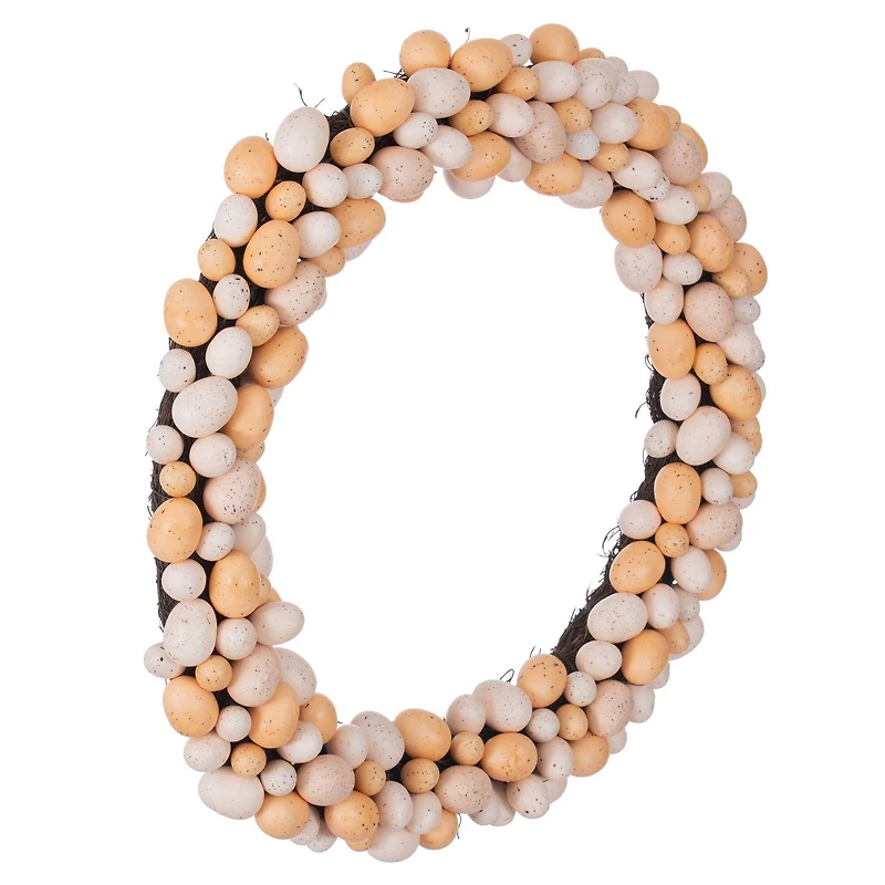 24" Orange & Ivory Artificial Easter Eggs Wreath