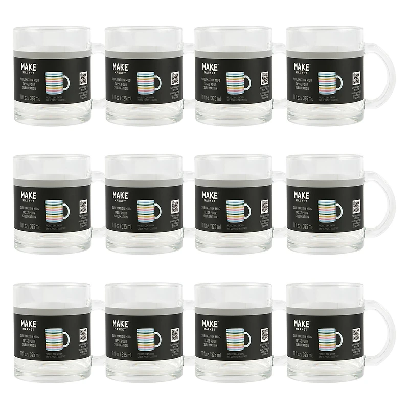12 Pack: 11oz. Clear Glass Sublimation Mug by Make Market®