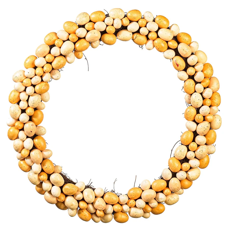 24" Orange & Ivory Artificial Easter Eggs Wreath