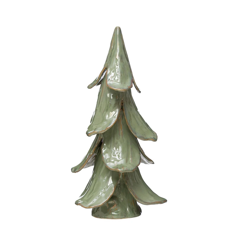 Hello Honey® 15.5" Mint Reactive Glaze Finish Handmade Stoneware Tree