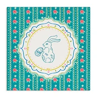 Stupell Industries Flower Stripes Pattern Bunny Canvas Wall Art