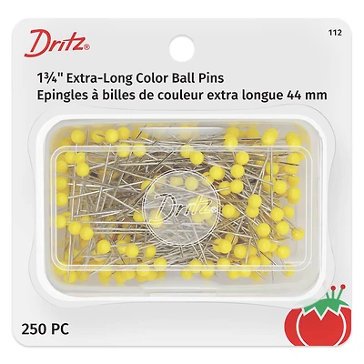 Dritz® 1.75" Extra-Long Yellow Heads Color Nickel-Plated Steel Ball Pins, 250ct.
