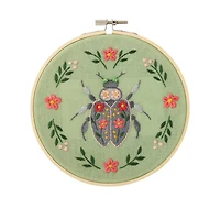 Spring 6" Floral Beetle Stamped Design Embroidery Kit by Loops & Threads®