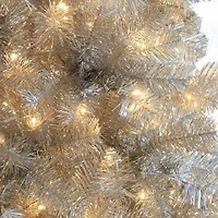 7ft. Pre-Lit Champagne Tinsel Artificial Christmas Tree, Warm White LED Lights by Ashland®