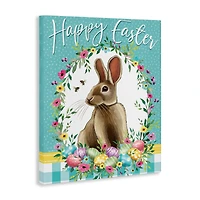 Stupell Industries Happy Easter Bunny Wreath Canvas Wall Art