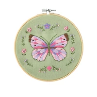 Spring 6" Butterfly & Flowers Stamped Design Embroidery Kit by Loops & Threads®