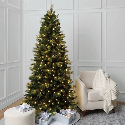 7ft. Pre-Lit Gilded Spruce Artificial Christmas Tree, Warm White LED Lights by Ashland®