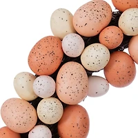 18" Coral & White Artificial Easter Eggs Wreath