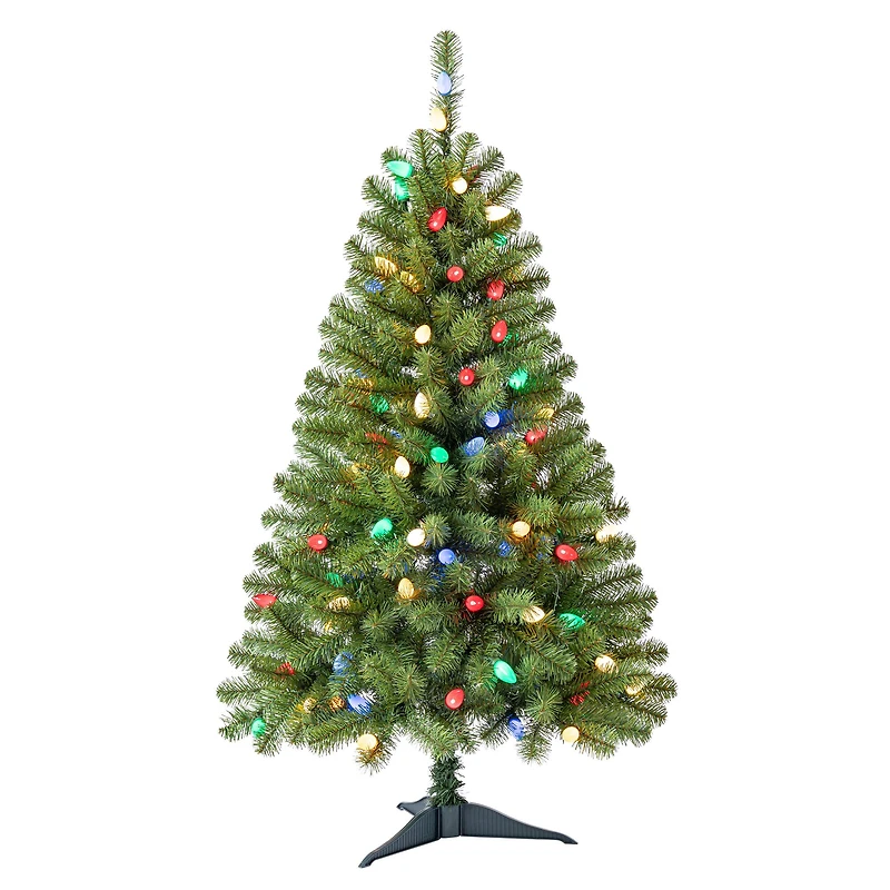 4ft. Pre-Lit Lakewood Spruce Artifical Christmas Tree, C7 Multicolor LED Lights by Ashland®