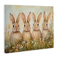 Stupell Industries Four Bunnies in Flowers Canvas Wall Art
