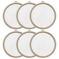 6 Pack: 12" Round White Plaque with Natural Frame by Make Market®