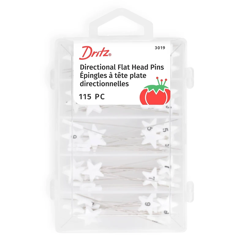 Dritz® White Star Flat Head Pins With Numbers & Directional Arrows, 115ct.
