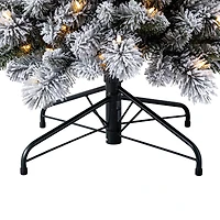 7ft. Pre-Lit Flocked Slim Artificial Christmas Tree, Warm White Twinkle LED Lights by Ashland®