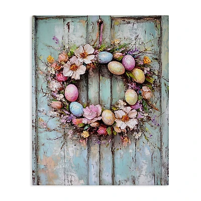 Stupell Industries Rustic Easter Egg Wreath Canvas Wall Art