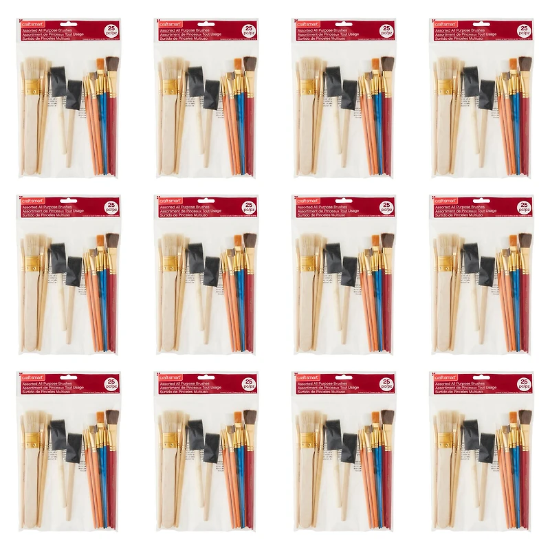 12 Packs: 25 ct. (300 total) Mixed Brush Set by Craft Smart®
