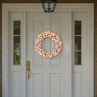 18" Coral & White Artificial Easter Eggs Wreath
