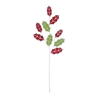 Glittered Fabric Holly Spray, 6ct.