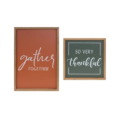 Gather and Thankful Sentiment Sign Set