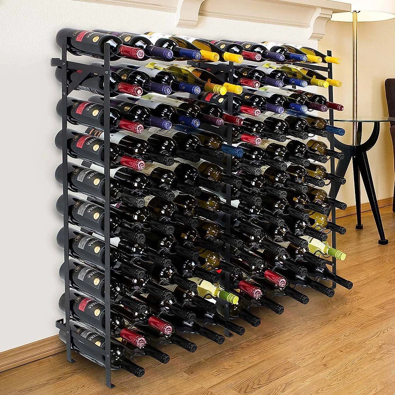 Sorbus Black -Bottle Freestanding Metal Wine Rack