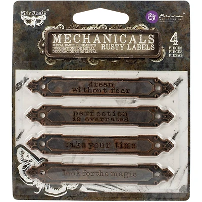 Finnabair® Mechanicals Rusty Labels Metal Embellishments
