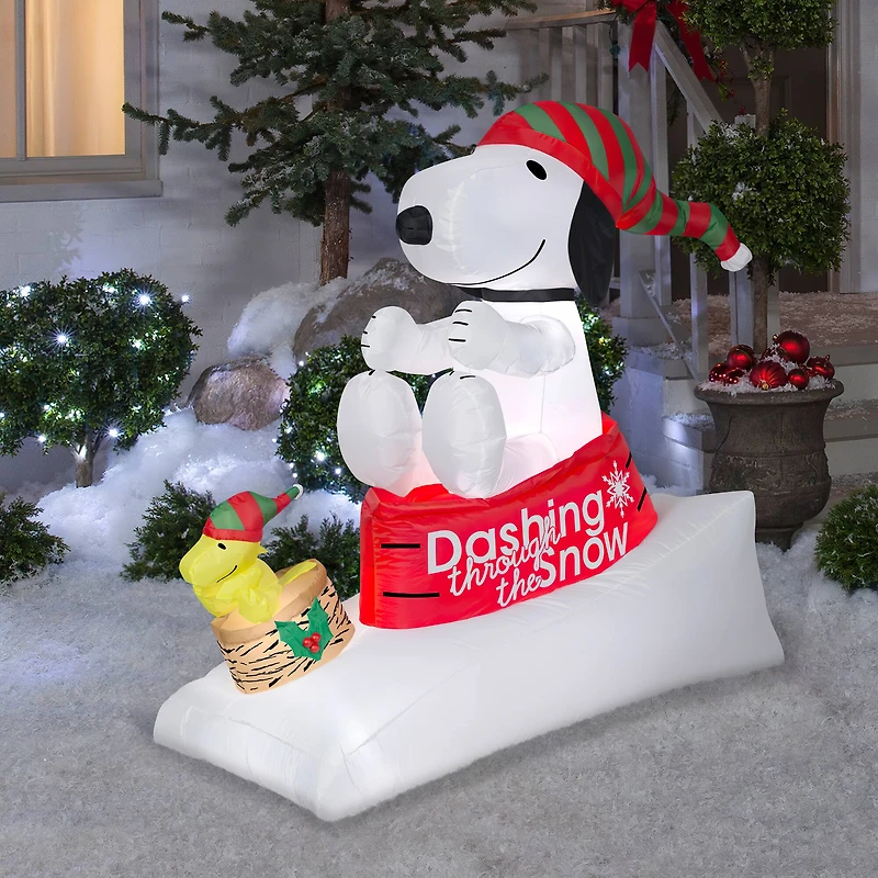 4ft. Airblown® Inflatable Snoopy & Woodstock Sled Scene