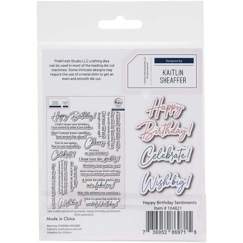 Pinkfresh Studio Happy Birthday Sentiments Die Set