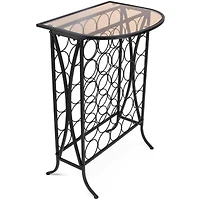 Sorbus 30-Bottle Metal Wine Stand with Glass Top