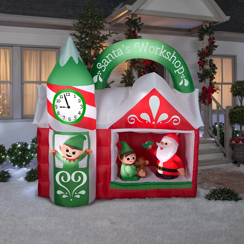 7.4ft. Airblown® Inflatable Christmas Santa's Workshop Scene