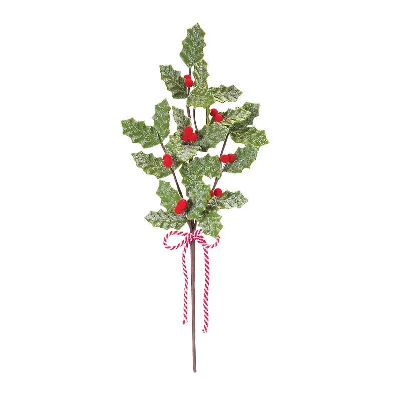 22.5" Frosted Fabric Holly Berry Sprays, 6ct.