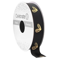 5/8" x 7yd. Black & Gold Heart Ribbon by Celebrate It™ Classic