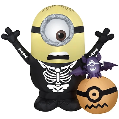 3ft. Airblown® Inflatable Halloween Minion Skeleton with Pumpkin
