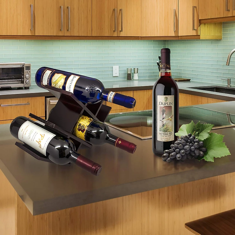 Sorbus Dark Brown 8-Bottle Butterfly Countertop Wine Rack