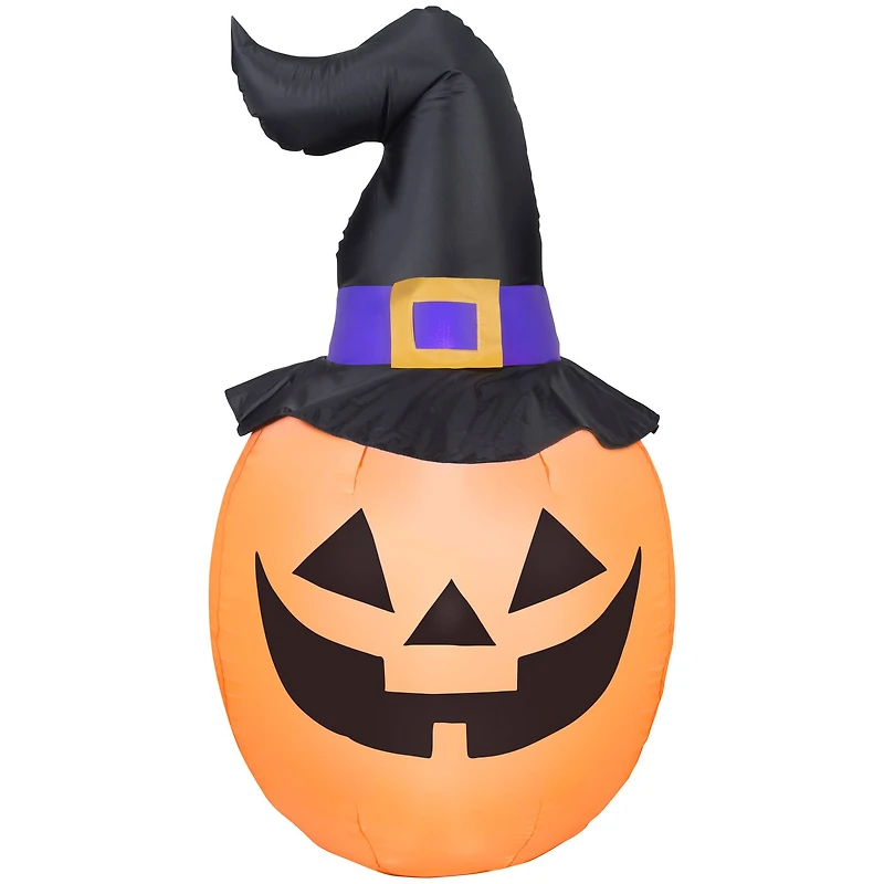 5ft. Airblown® Inflatable Halloween Outdoor Pumpkin with Witch Hat
