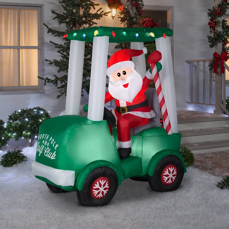 6ft. Airblown® Inflatable Christmas Santa in Golf Cart