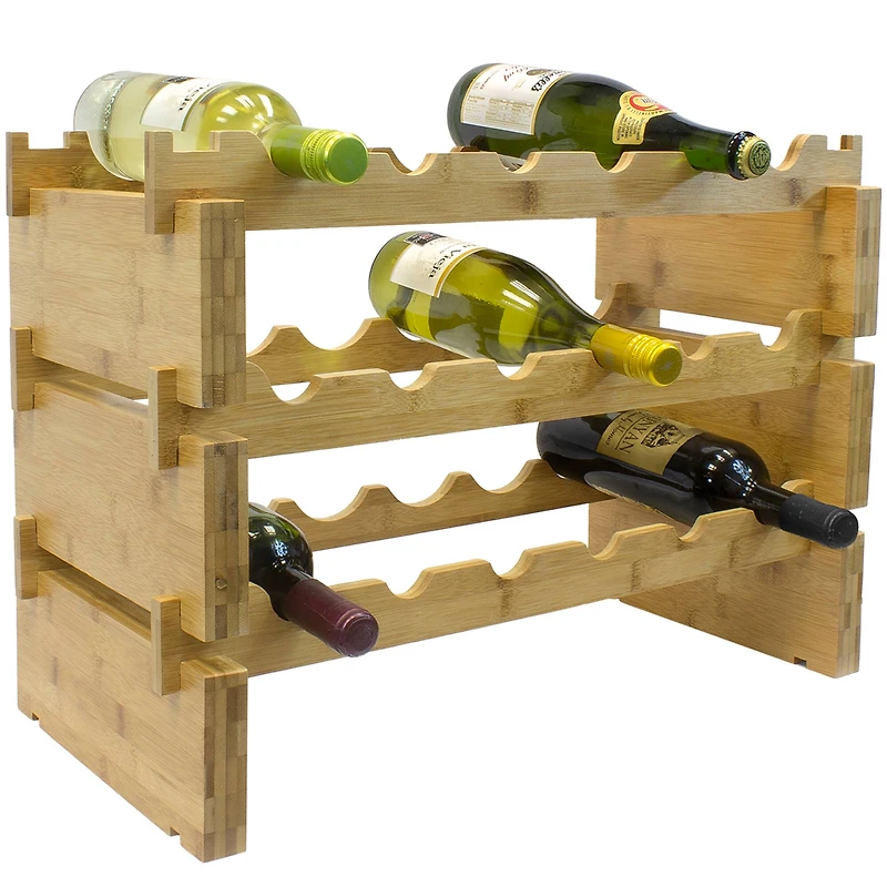 Sorbus Natural 3-Tier Stackable Bamboo Wine Rack