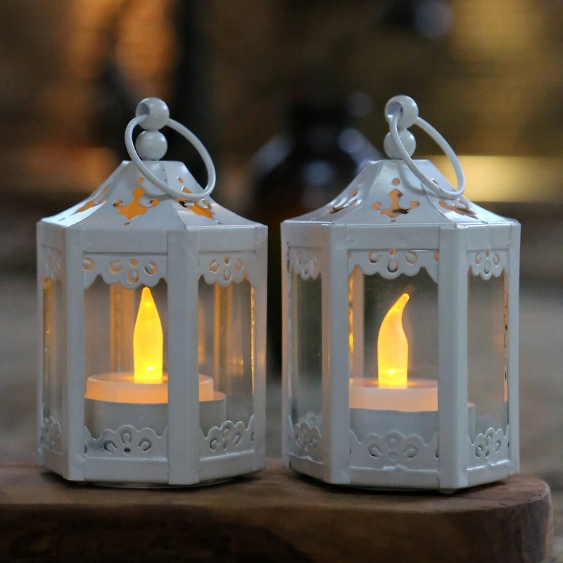 Kate Aspen® White Hexagon Mini Metal Lantern, 6ct.