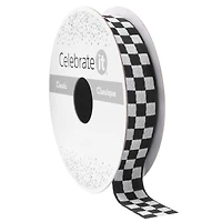 5/8" x 7yd. Black & White Checkered Ribbon by Celebrate It™ Classic