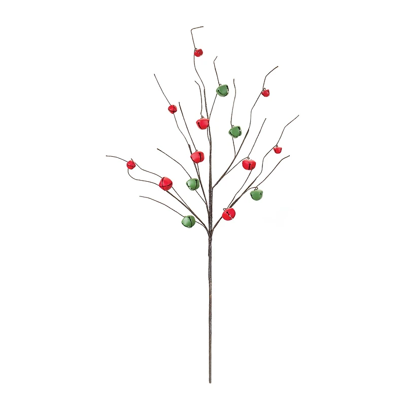 Red & Green Sleigh Bell Twig Branches, 6ct.