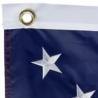 Red & Blue Patriotic Embroidered American Flag with Grommets